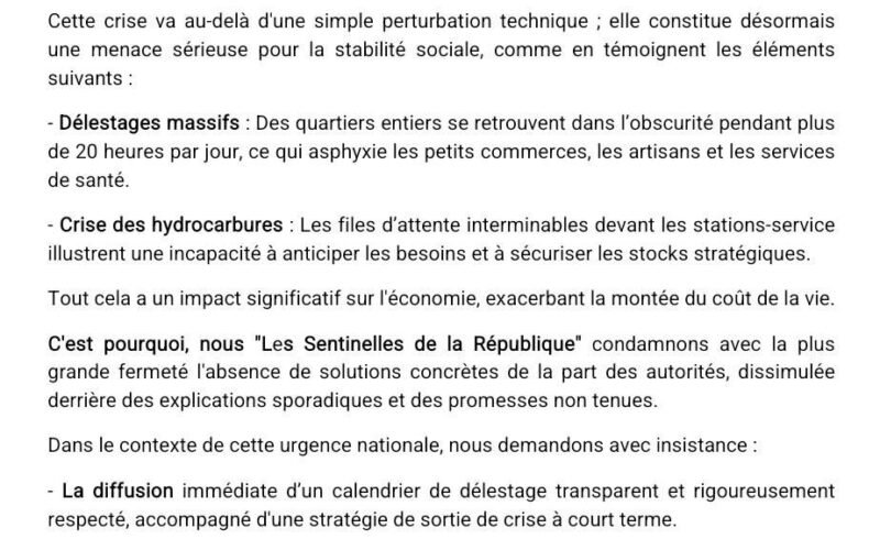 حراس الجمهورية” تطالب بحلول عاجلة لأزمة الكهرباء والوقود في مالي